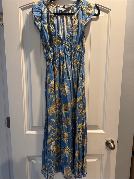 Patrons of Peace Dresses & Skirts - Patrons of Peace Blue Floral Maxi Dress with Yellow Bloom Print